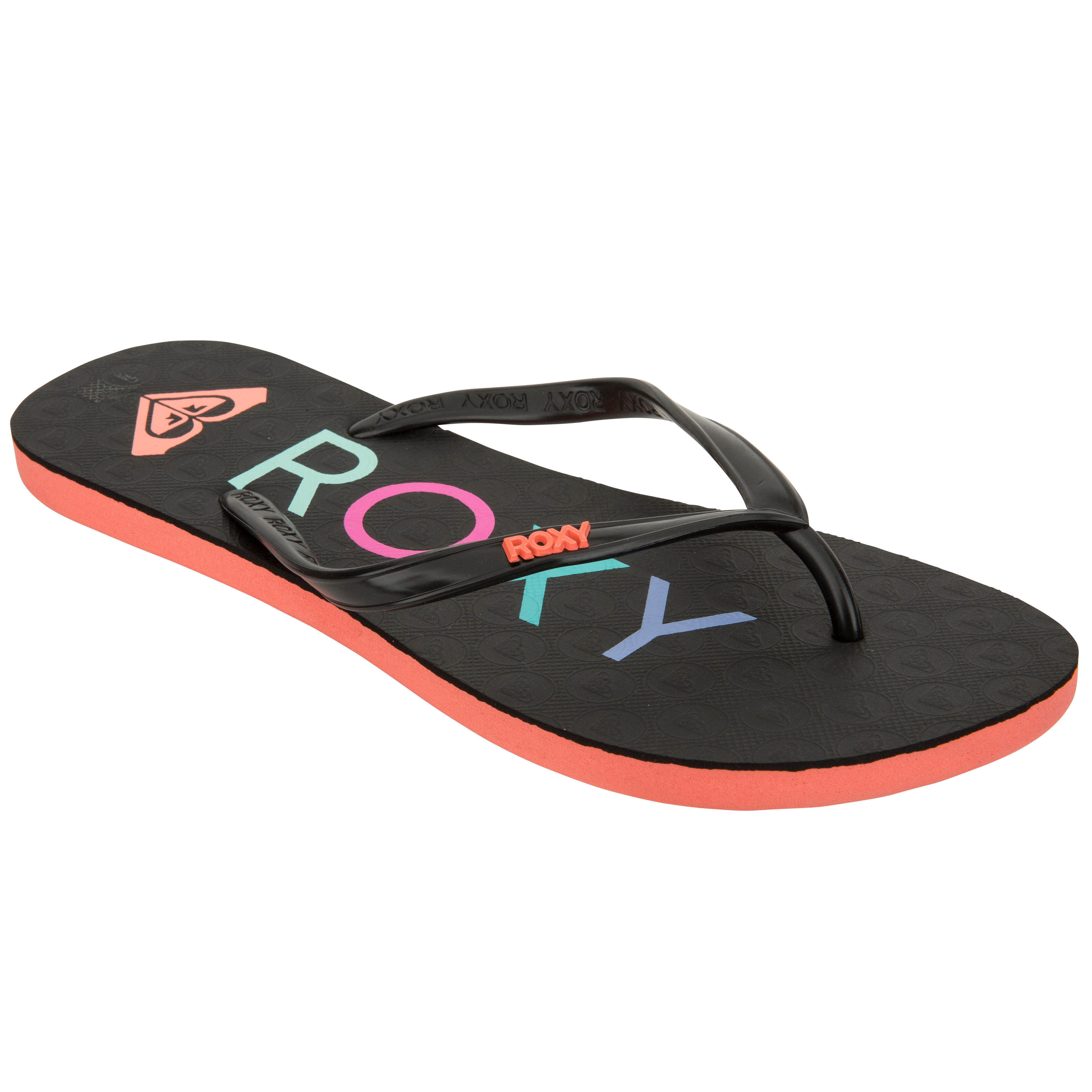 Negro Roxy Mujer Coral Dedo Surf Playa Chanclas qGUpVSMz